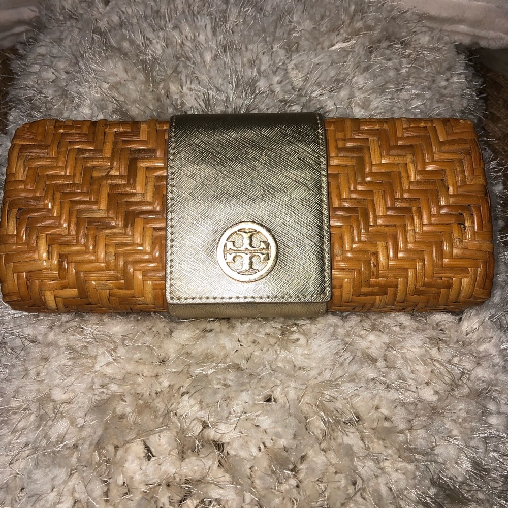 Tory Burch Gold Straw Clutch